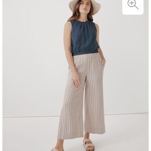 Pact wide leg linen striped pants-NWT